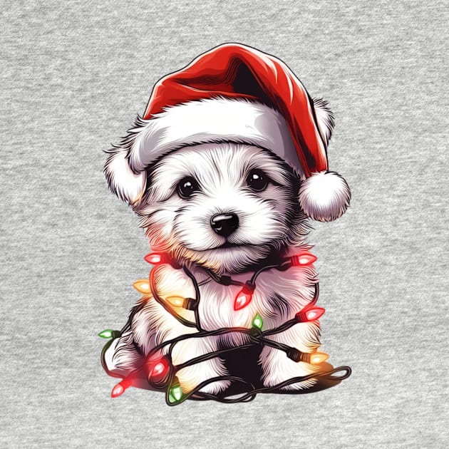 Adorable Dog Christmas Lights Santa Hat by Francois Ringuette